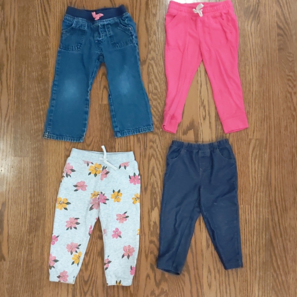 4 pairs of toddler girl-style pants size 2T